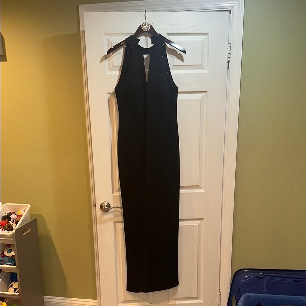 Calvin Klein Black Halter Sheath Maxi Dress